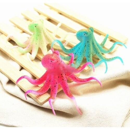 Fluorescent Artificial Octopus Halloween Home Aquarium Ornament with Suction Cup Fish Tank Decoration Decorations