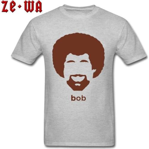 Artist Bob Ross T-shirt Mens Funny Authentic Afro T Shirt Summer Printed Streetwear Geek Letter Casual Grey Top Tshirt Oversize