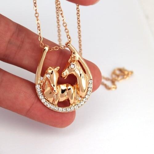 Hzew gold and silver color two love horse pendant necklaces sweetheart horse necklace for sweetheart girlfriend gfit