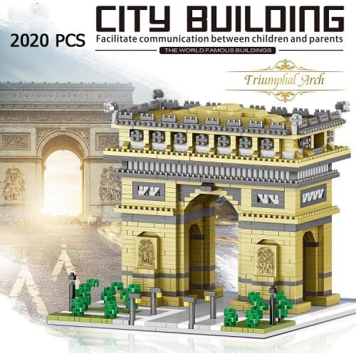 Disney Mickey Around the World micro diamond block France paris Arc de Triomphe model building brick educational toy nanobrick