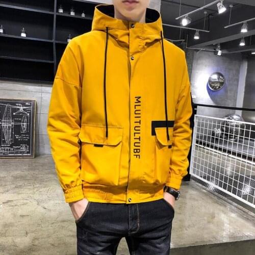 Spring and Autumn Mens Hooded Big Pocket Jacket New Street Coat Coat All-match Jacket Loose Windbreaker Fashion Handsome Jacket