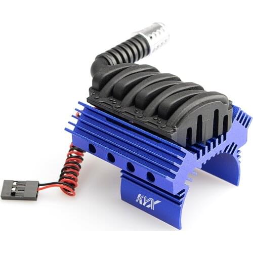KYX Racing Alloy Heatsink w/ Cooling Fan for 1/10 RC Crawler Car Axial SCX10 II 90046 Traxxas TRX-4 TRX4 540 550 Size Motor Blue