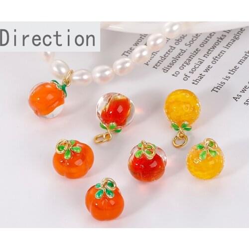 Small and Cute Fruit Persimmon Orange Glass Pendant DIY Handmade Ear Jewelry Necklace Bracelet Accessories Material