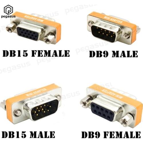 Metal Mini Serial Port 9 Pin Male to Female / Female to Male Display DB15 Pin Conversion Head HD15 / DB9 VGA (D-SUB, RGB)