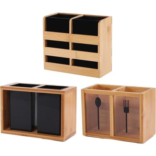 Multifunctional Bamboo Chopsticks Storage Box Drain Chopsticks Stand Chopsticks Cutlery Partition Storage Box Kitchen Supplies