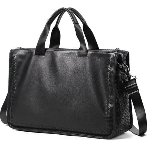 Fashion Genuine Leather Bag Sheepskin Business Men Messenger Bags Luxury Brand Men Briefcases New Designer Male Laptop 15.6inch