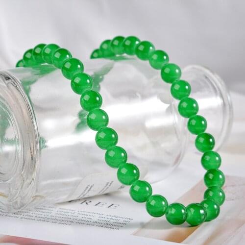 Fashion Natural Green Stone Bead Necklace Bracelet Women Men Vintage Long Chain Clear Green Beads Necklace Ethnic Jewelry