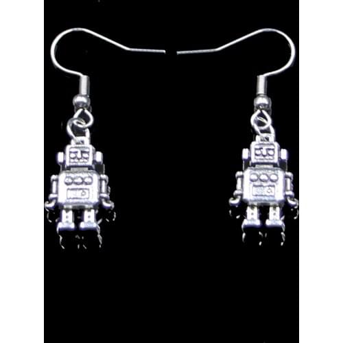 Fashion Handmade Simple Design 18*11*4mm Mechanic Robot Drop Earrings For Women Gift Fashion Jewelry Cute Small Object