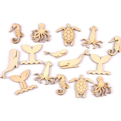Sea Turtle/horse/whale Wooden Ornaments For Scrapbook Wood DIY Crafts Home Decor Embellishment Handicraft 25-35mm 20pcs M1938