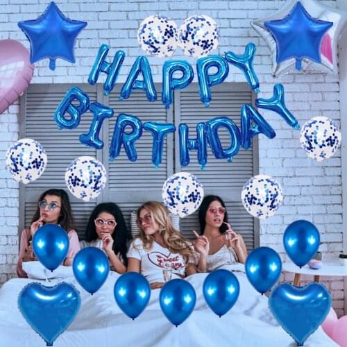 31pcs Happy Birthday Balloon Set Aluminum Film Balloon Decoration Colour Latex Balloons Kit For Bithday Holiday Wedding Decor