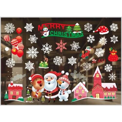 1set/2pcs Christmas electrostatic window sticker Christmas decoration New Year wallpaper glass window environmental decoration