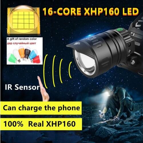 950000lm 100% Real XHP160 Powerful LED Headlamp with IR Sensor USB Rechargeable LED Headlight Head Flashlight 18650 Zoom Torch