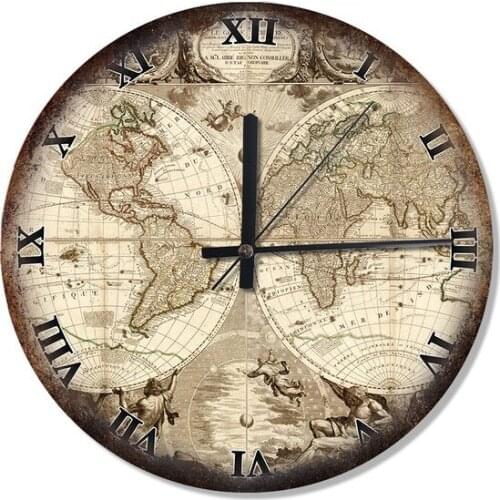 World History Map Pattern Wall clock Wall clock relogio de parede настенные часы horloge murale