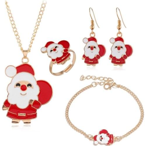 New Christmas Series Snowman Bell Elk Snowflake Christmas Tree Santa Stud Earrings Necklace Bracelet Fashion Festival Cute Chris