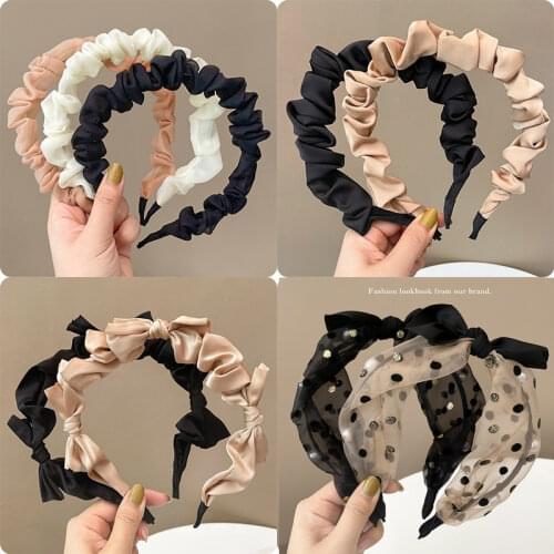 Korean Hairbands for Woman Hair Accessories Candy Color Pleated Bowknot Headbands Women Girls 2021 Fashion Designer Hair Band