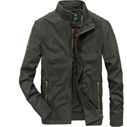 Autumn Jacket Men Casual Military Jackets Stand Collar Pure Cotton Mens Jackets And Coats Plus Size M-4XL chaqueta hombre