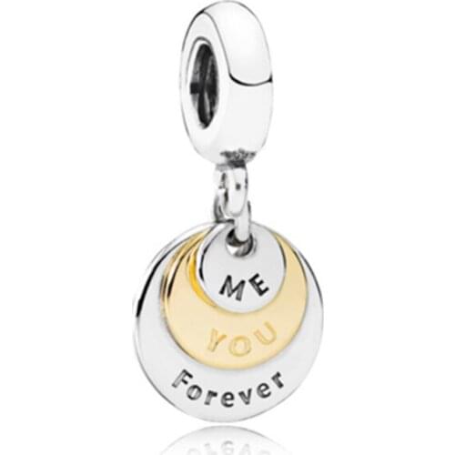 3 Rounds Pendans Fit Original Pandora Charms Bracelet Letters ME YOU Forever Wafer Beads DIY Jewelry for Women Dangle Lover Gift