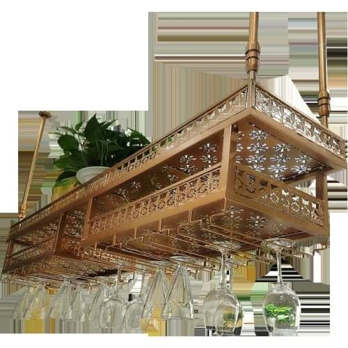 Bar And Winery Counter Hanging Wine Rack, Goblet Hanging Wine Rack, Golden Wine Rack, Light Luxury Style Bar And Wine Rack