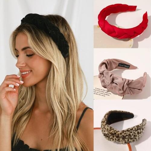 LeeHaa Woman Vintage Solid Hairband Women Leopard Bezel Headband Girls Turban Hair Accessories Ornaments Retro Taira
