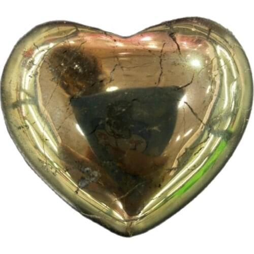 Natural Copper Pyrites Healing Crystal Minerale heart shape Gemstone Home Art Decoration Reiki Chakra Gift