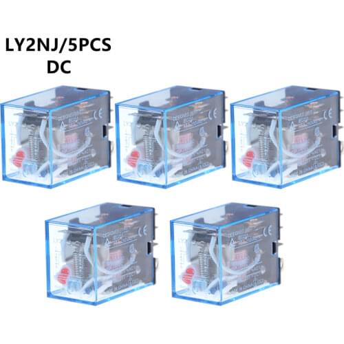 5Pcs Relay LY2NJ DC 12V 24V 36V 48V 110V 220V Small relay 10A 8PIN Coil DPDT
