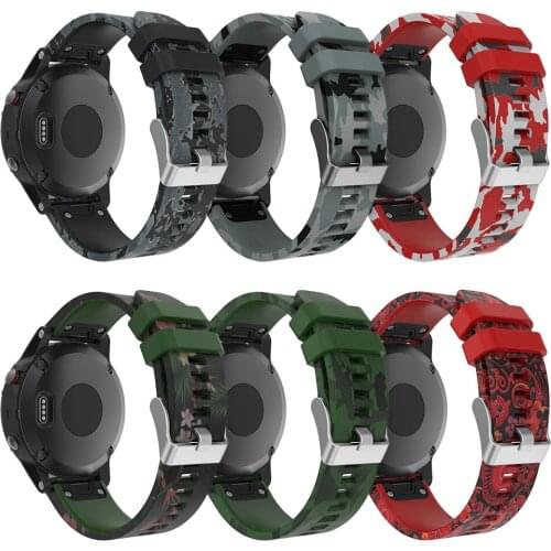 22mm Fashion Silicone Watchbands Camouflage Printing Strap Band For Garmin Fenix 5/5 Plus/Forerunner935/45/45S/945 Watch Parts