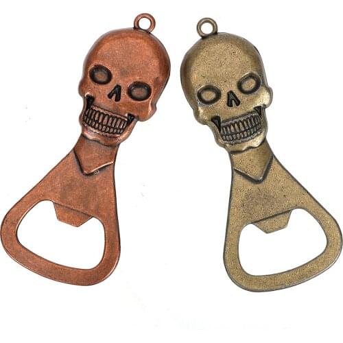 Retro Copper Skull Head Bar Tool Keychain Barware Beer Bottle Opener Kitchen Accessories Portable Skeleton Opener