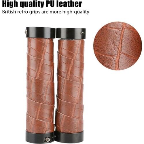 1 Pair Bike Grips PU Leather Double Lock Handle Cover Handlebar Grip Bicycle Accessories Non-slip Textured Handle Grip Lock