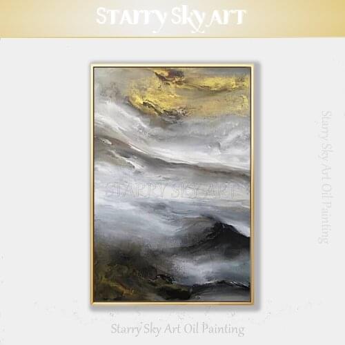 Artist Hand-painted Grey and White Textured Abstract Painting on Canvas Beautiful Grey and White Acrylic Painting for Wall Decor