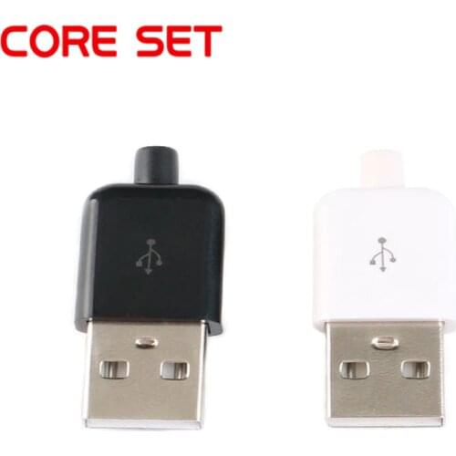 10PCS DIY USB 2.0 Connector Plug Male A Type 4 Pin Assembly Adapter Socket Solder Type Black Plastic Shell For Data Connection