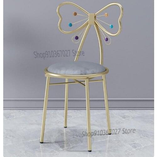 Nordic Dressing Stool Modern Minimalist Net Red Dressing Table Chair Girl Cute Butterfly Bedroom Backrest Makeup Stool