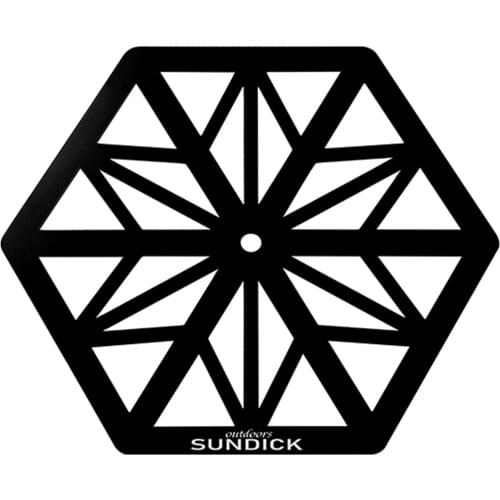 SUNDICK Outdoor Pole Table, Portable Round Umbrella Pole Tables, Lamp Pole Mount Hollow Tray, Coffee Teapot Cups Drink Holder