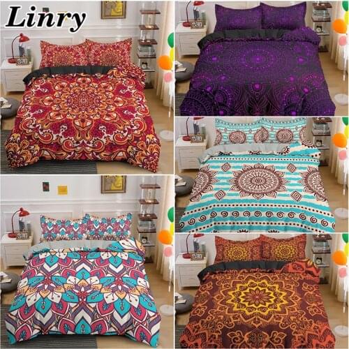 Vintage Bohemian Comforter Bedding Sets Mandala Boho Duvet Cover With Pillowcase Single King Queen Size Quilt Cover Bedclothes