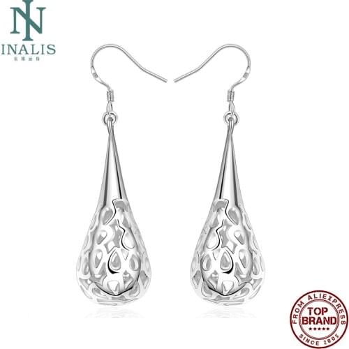 INALIS Hollow Water Drop Romantic Drop Earrings For Women White Female Copper Earring Engagement Fashion Jewelry Recommend