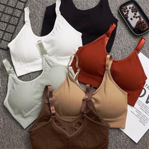 Girls Bra Womens Fitness Shoulder Straps With Stripes Soft Bra Breathable Sexy Push Up High Impact Running Gym Top Wireless