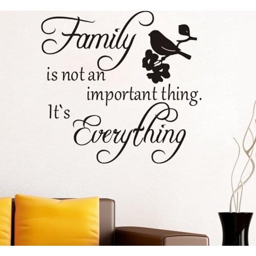 ZOOYOO Family Is Not An Important Thing ItS Everything Home Decor Vintage Style Wall Decals Vinyl Bird In The Tree Wall Sticker