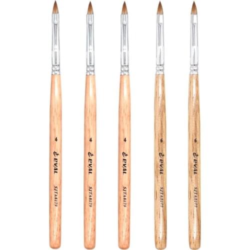 Eval 1pc 100% Pure Kolinsky Sable Paint Brush Wood UV Gel Acrylic Nail Brush Pen Nail Art Tool