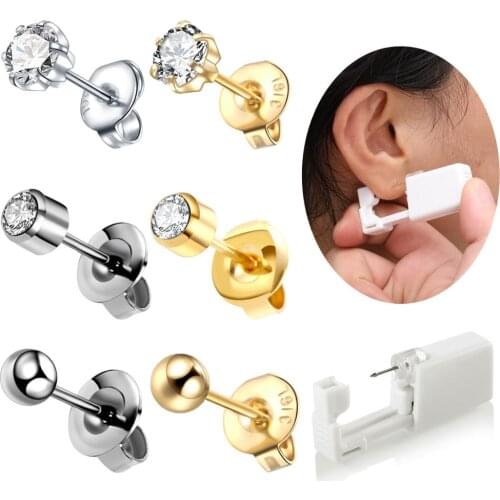 1PC Disposable Sterile No Pain Piercer Tool Machine Kit Ear Piercing Unit Cartilage Tragus Helix Piercing Gun Crystal Ear Stud