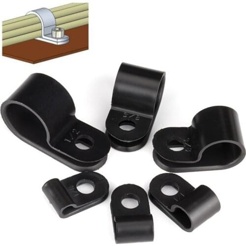 100Pcs R-Type wire fixed clamp Hose Fastener Nylon line cable Mounting clips for home office wire organizer Electrical Fittings