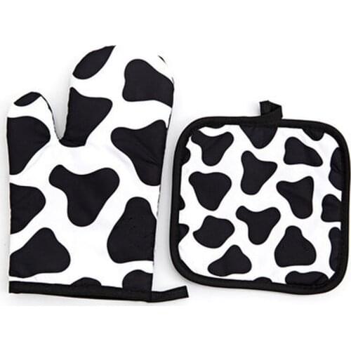 2pcs Kitchen Gloves Insulation Leopard Pattern Pad Cooking Microwave Gloves Baking BBQ Oven Potholders Oven Mitts Kitchen Gloves