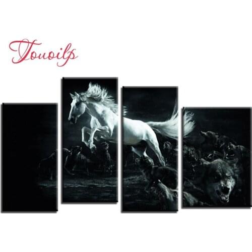 4pcs,Full,square&round Diamond Embroidery,5D,Horse wolf Diamond Painting,Cross Stitch,3D,Diamond Mosaic,diamond pattern,Crafts