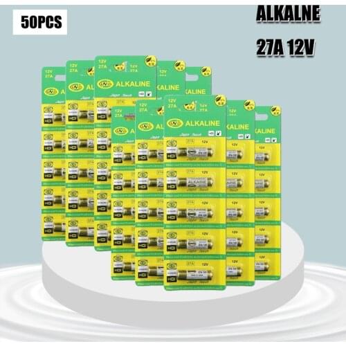 50Pcs/10Card 12V 27A Alkaline Batteries A27 L828 For Remote Car Keys Doorbell V27GA EL812 G27A MN27 MS27