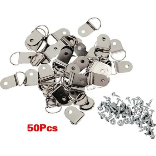 50 Pcs Medium D-Ring Picture Frame Strap Hangers with Screws