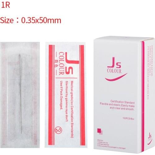 500Pcs/box 1R Single Round Needles For Eyebrow/Eyeliner/Lips Permanent Makeup 0.35*50mm Cosmetic Tattoo Needles-C5
