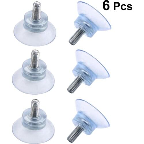 6pcs Furniture Desk Glass PVC Transparent Anti-Collision Suction Cups Sucker Hanger Pads with Screws for Glass Table (6x13)