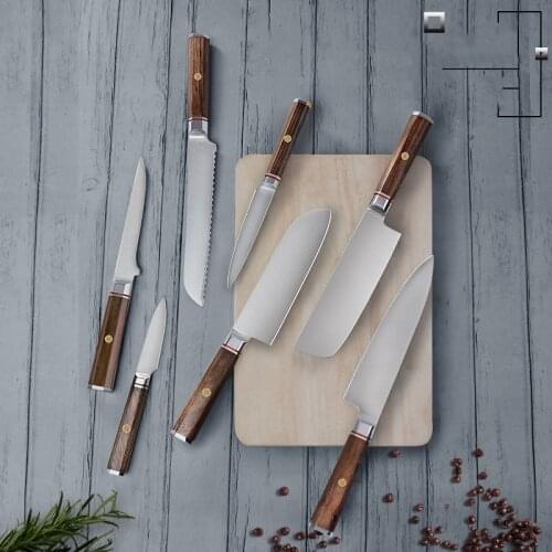 7Pcs/set Stainless Steel Knives Set Timhome Professional Chef Knife Set Santoku Knife kitchen Knife Nakiri Knife
