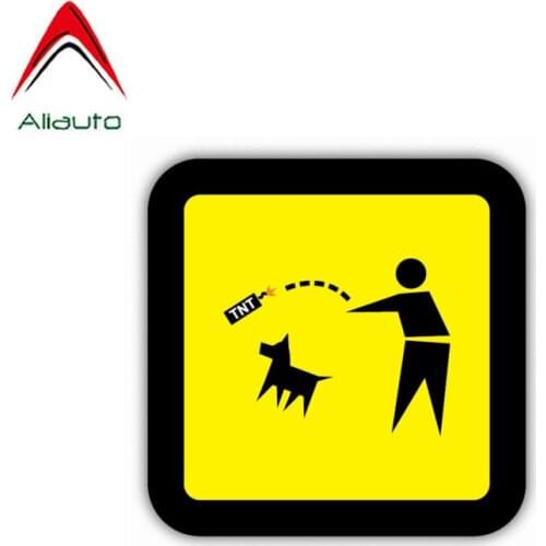 Aliauto Funny Car Sticker Warning Dynamite Dog Decal Accessories PVC for Mercedes Honda Toyota Volkswagen Renault,11cm*11cm