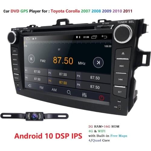 Android 10 8'' 1080P HD Car Audio Radio DVD Player For Toyota COROLLA 2007-2011 RDS 4G Wifi Navigation double din car stereo