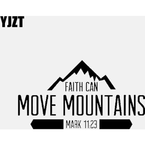 YJZT 17.8CM*9.9CM FAITH CAN MOVE MOUNTAINS MARK 11:23 Car Sticker Vinyl Decal Christian Black/Silver C3-1480