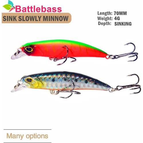 Battlebass NEW SINKING 70mm 4g professional quality magnet weight fishing lures minnow crank hot model Artificial Bait Tackle